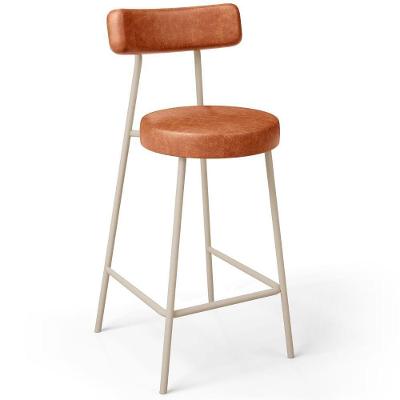 Banqueta Baixa Cozinha Sala Jantar Bancada Milão Arena L02 Couríssimo Camel - Lyam Decor