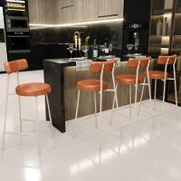 Banqueta Baixa Cozinha Sala Jantar Bancada Milão Arena L02 Couríssimo Camel - Lyam Decor - 2