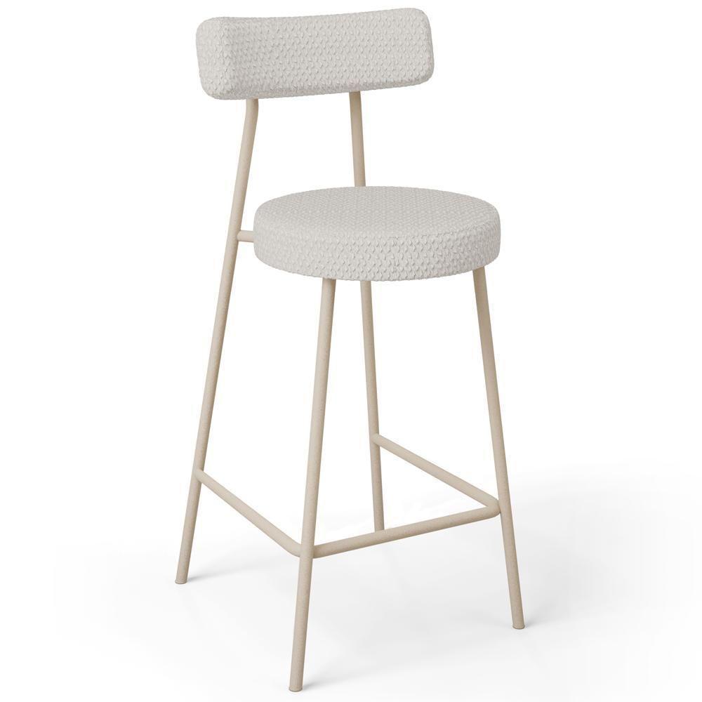 Banqueta Baixa Cozinha Sala Jantar Bancada Milão Arena L02 Bouclê Cru - Lyam Decor - 1