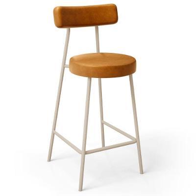 Banqueta Baixa Cozinha Sala Jantar Bancada Milão Arena L02 Couríssimo Whisky - Lyam Decor