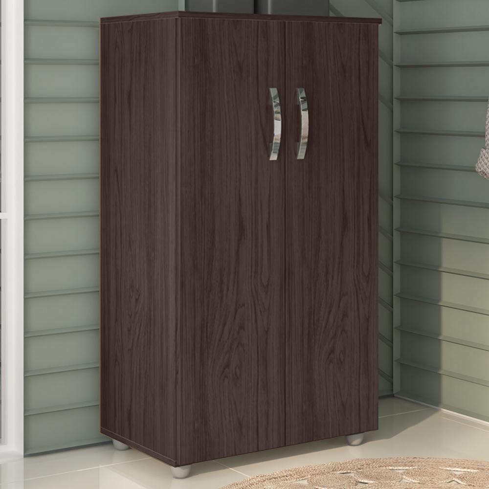 Armario Multiuso 2 Portas 111x60 Cm Rosana Castanho Reajl Moveis Castanho - 1