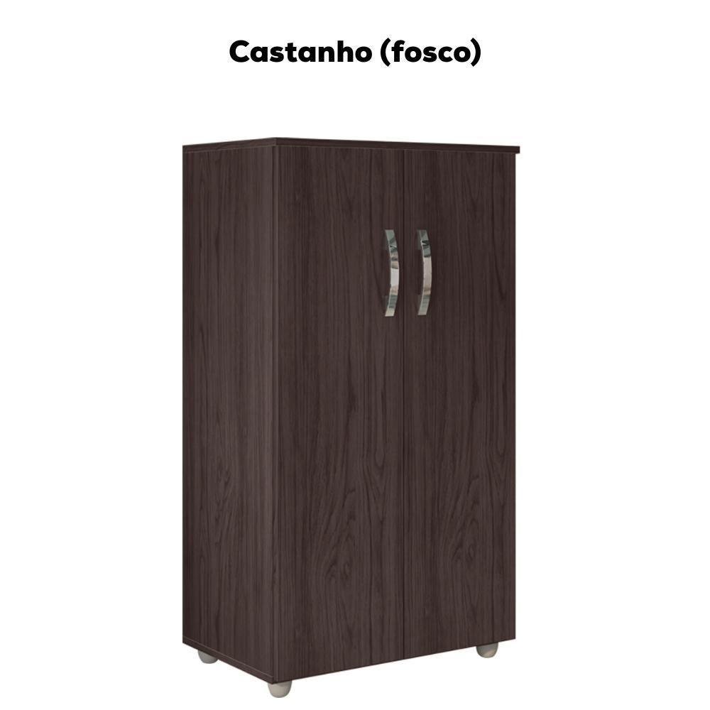 Armario Multiuso 2 Portas 111x60 Cm Rosana Castanho Reajl Moveis Castanho - 3