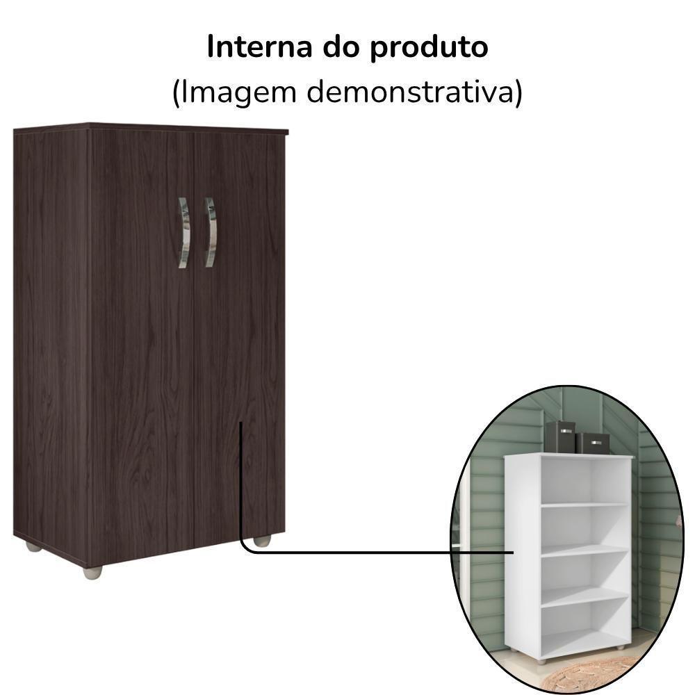 Armario Multiuso 2 Portas 111x60 Cm Rosana Castanho Reajl Moveis Castanho - 4