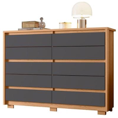 Cômoda Duello 10 Gavetas MDF com Corrediças Telescópicas e Pés Reto Titânio
