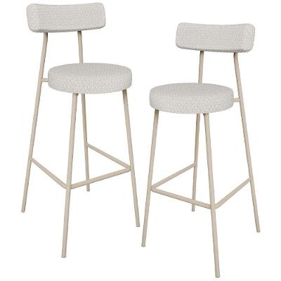 Kit 02 Banquetas Alta Bar Cozinha Sala De Jantar Aço Milão Arena L02 Bouclê Cru - Lyam Decor