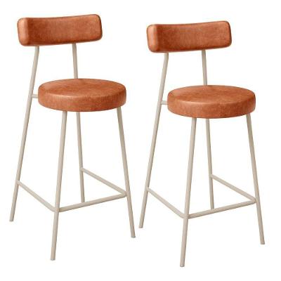 Kit 02 Banquetas Baixa Cozinha Sala Jantar Bancada Milão Arena L02 Couríssimo Camel - Lyam Decor