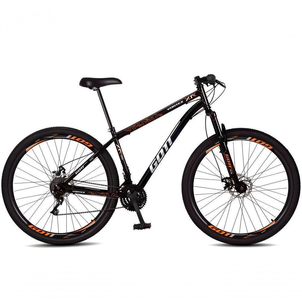 Bicicleta Aro 29 Aço Carbono Gott Vortex 21v Com Suspensão E Freio A Disco - Preto E Laranja - 2