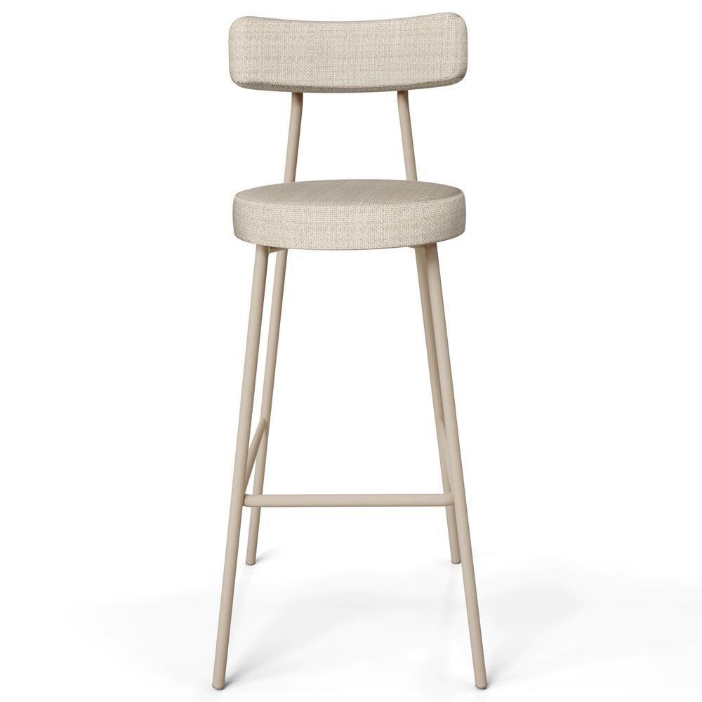 Kit 02 Banquetas Alta Bar Cozinha Sala De Jantar Aço Milão Arena L02 Linho Palha - Lyam Decor - 3