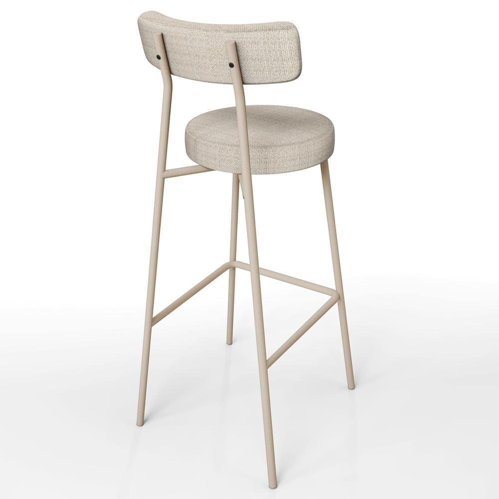 Kit 02 Banquetas Alta Bar Cozinha Sala De Jantar Aço Milão Arena L02 Linho Palha - Lyam Decor - 7