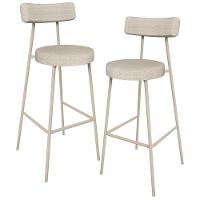 Kit 02 Banquetas Alta Bar Cozinha Sala De Jantar Aço Milão Arena L02 Linho Palha - Lyam Decor - 1