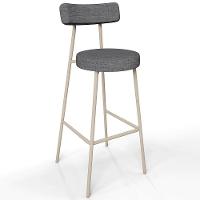 Kit 02 Banquetas Alta Bar Cozinha Sala De Jantar Aço Milão Arena L02 Linho Cinza Escuro - Lyam Decor - 3