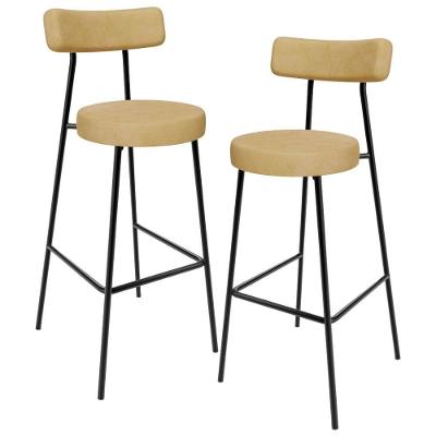 Kit 02 Banquetas Alta Bar Cozinha Sala De Jantar Estrutura Em Aço Milão L02 Couríssimo Fendi - Lyam Decor