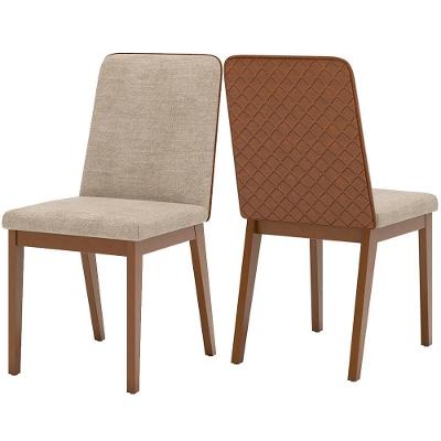 Kit 2 Cadeiras Estofadas Pietra Corano Caramelo Suede Creme Henn Corano Caramelo Suede Creme