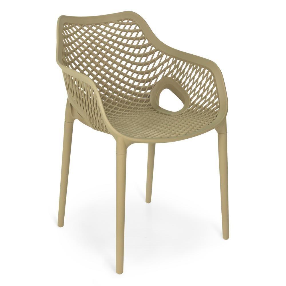 Kit 4 Cadeiras De Jantar Design Suits Com Braços Empilhável Em Polipropileno - Nude - 3
