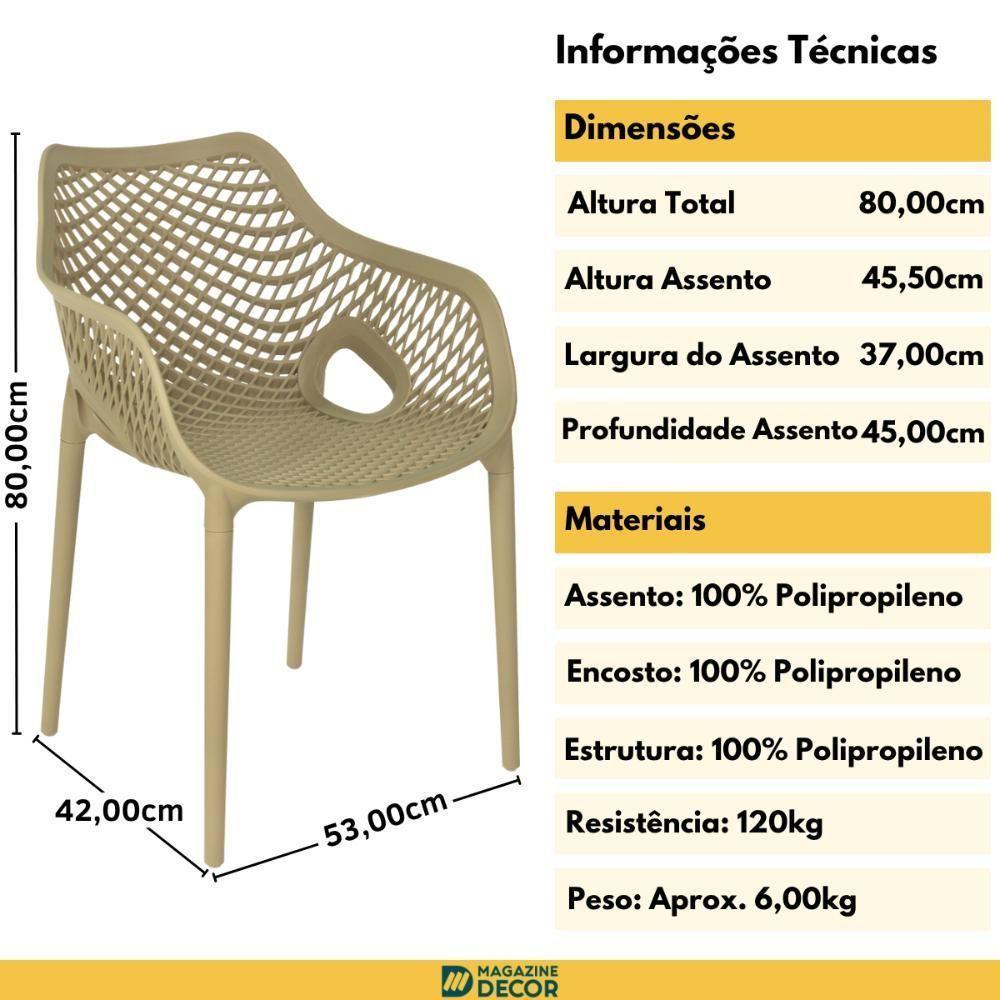 Kit 4 Cadeiras De Jantar Design Suits Com Braços Empilhável Em Polipropileno - Nude - 8