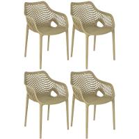 Kit 4 Cadeiras De Jantar Design Suits Com Braços Empilhável Em Polipropileno - Nude - 1