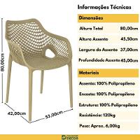 Kit 4 Cadeiras De Jantar Design Suits Com Braços Empilhável Em Polipropileno - Nude - 8