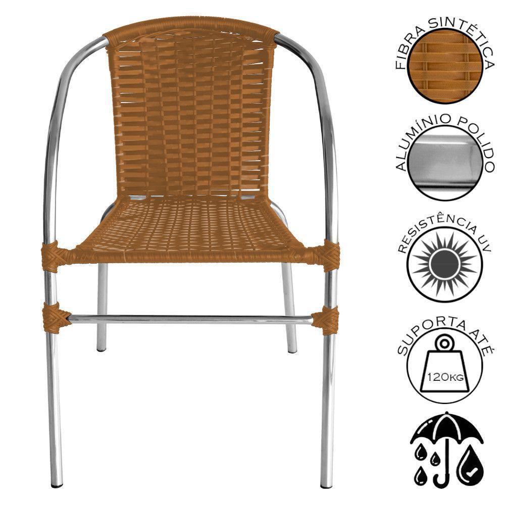 Kit 4 Cadeiras Pool Alumínio Fibra Sintética Acesse Móveis Caramelo - 3