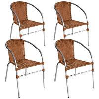 Kit 4 Cadeiras Pool Alumínio Fibra Sintética Acesse Móveis Caramelo - 1