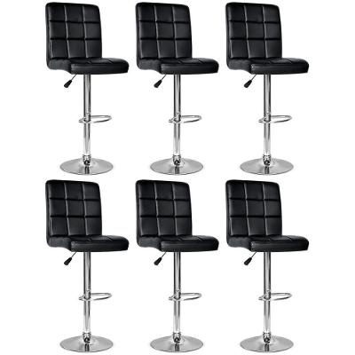 Conjunto 6 Banquetas Dublin Material Ecológico Regulagem De Altura - Preta