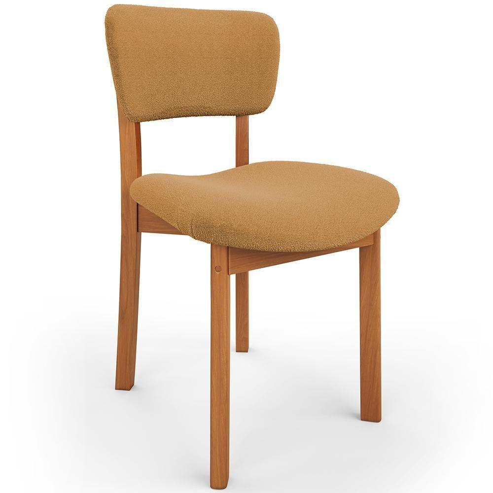 Cadeira Para Sala De Jantar Cozinha Living Estofada Dara L02 Bouclê Mostarda - Lyam Decor - 1