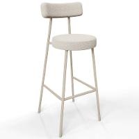 Kit 02 Banquetas Alta Bar Cozinha Sala De Jantar Aço Milão Arena L02 Bouclê Creme - Lyam Decor - 3