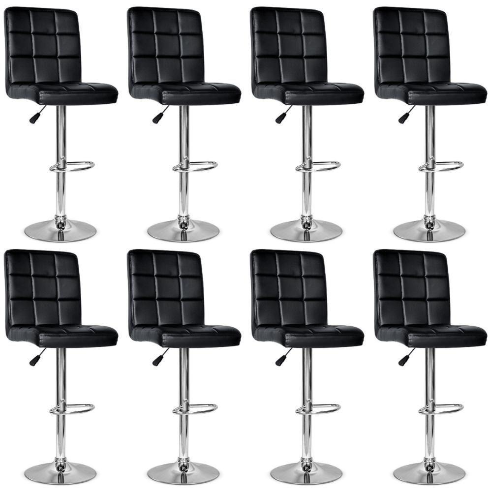 Conjunto 8 Banquetas Dublin Material Ecológico Regulagem De Altura - Preta - 1