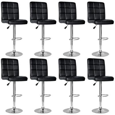 Conjunto 8 Banquetas Dublin Material Ecológico Regulagem De Altura - Preta