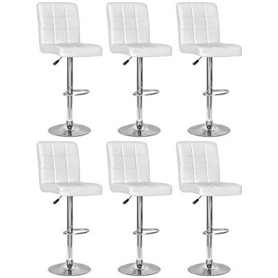 Conjunto 6 Banquetas Dublin Material Ecológico Regulagem De Altura - Branca