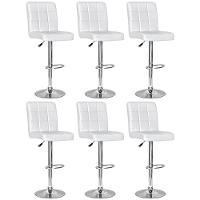 Conjunto 6 Banquetas Dublin Material Ecológico Regulagem De Altura - Branca - 1