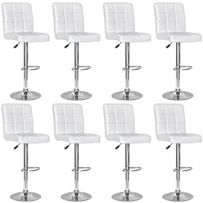 Conjunto 8 Banquetas Dublin Material Ecológico Regulagem De Altura - Branca