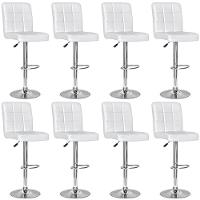 Conjunto 8 Banquetas Dublin Material Ecológico Regulagem De Altura - Branca - 1