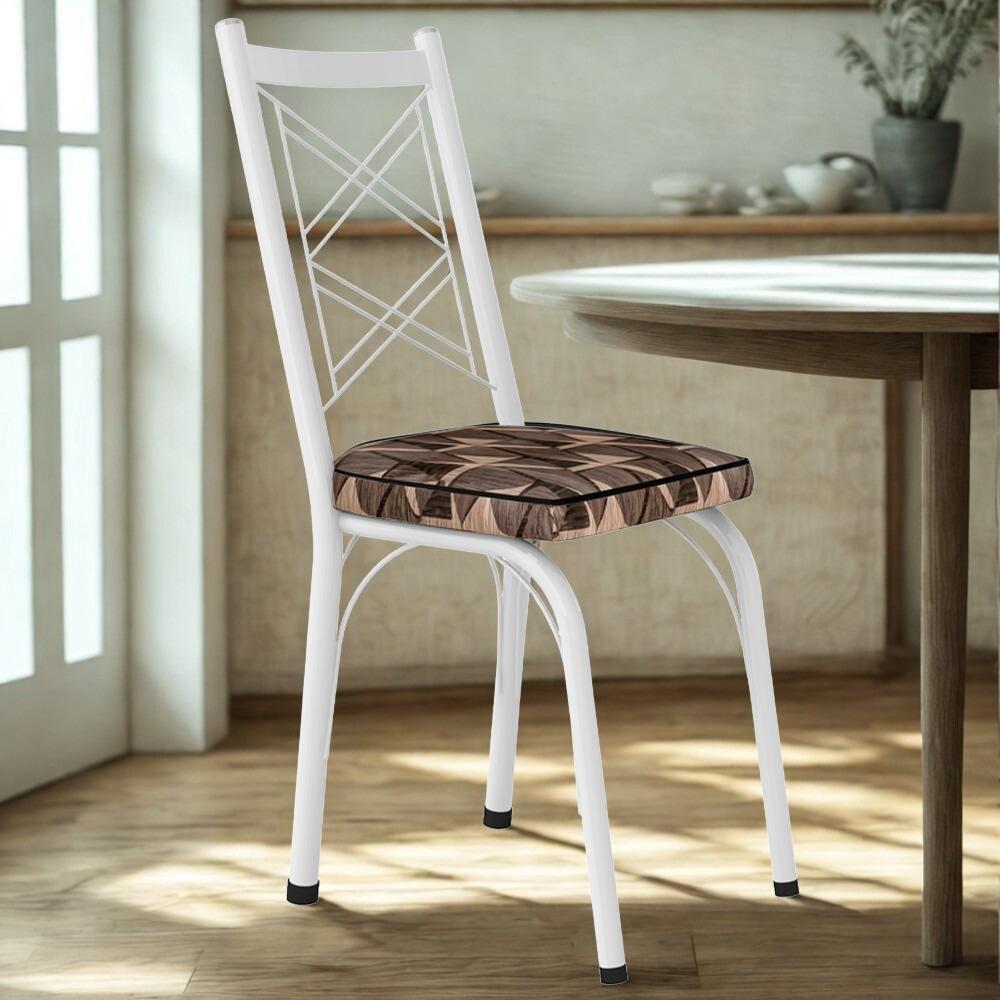 Cadeira Tubular Europa 143 Branco Assento Mosaico Palha Artef Mosaico Palha - 2