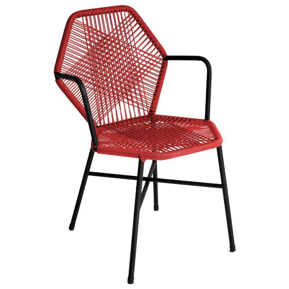 Cadeira Tropicália Aço Fibra Sintética Gourmet Acesse Móveis Vermelho - 1
