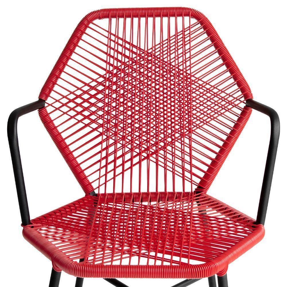 Cadeira Tropicália Aço Fibra Sintética Gourmet Acesse Móveis Vermelho - 4