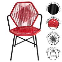 Cadeira Tropicália Aço Fibra Sintética Gourmet Acesse Móveis Vermelho - 2