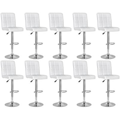 Conjunto 10 Banquetas Dublin Material Ecológico Regulagem De Altura - Branca