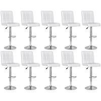 Conjunto 10 Banquetas Dublin Material Ecológico Regulagem De Altura - Branca - 1