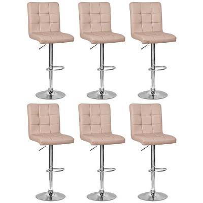 Conjunto 6 Banquetas Dublin Material Ecológico Regulagem De Altura - Nude