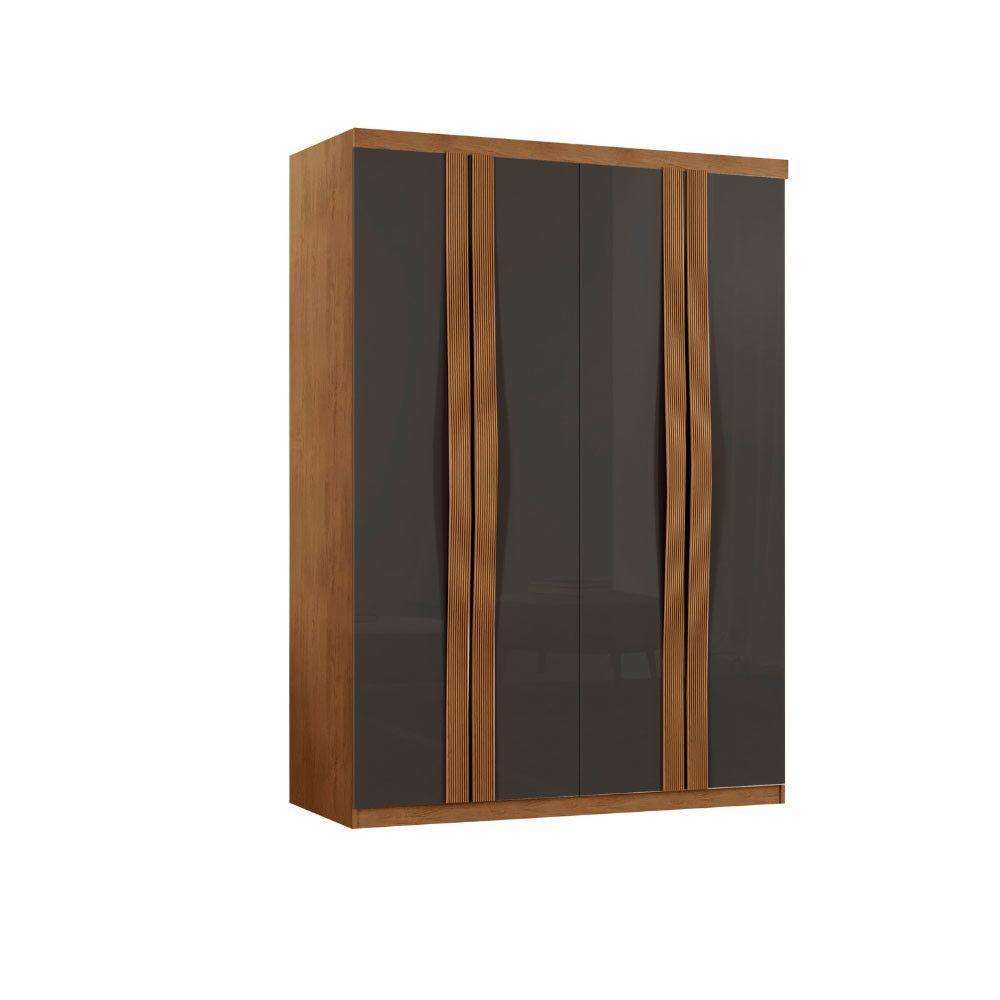 Guarda Roupa Solteiro Dunas Mdf 4 Portas E 2 Gavetas Moderna Naturalle Grafite - 1