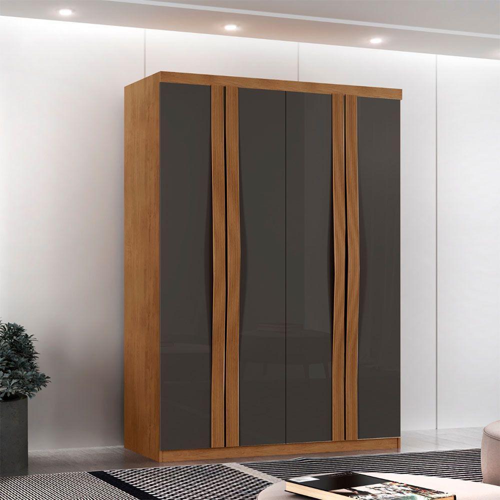 Guarda Roupa Solteiro Dunas Mdf 4 Portas E 2 Gavetas Moderna Naturalle Grafite - 2