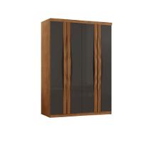 Guarda Roupa Solteiro Dunas Mdf 4 Portas E 2 Gavetas Moderna Naturalle Grafite - 1