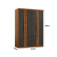 Guarda Roupa Solteiro Dunas Mdf 4 Portas E 2 Gavetas Moderna Naturalle Grafite