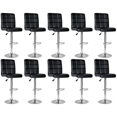 Conjunto 10 Banquetas Dublin Material Ecológico Regulagem De Altura - Preta