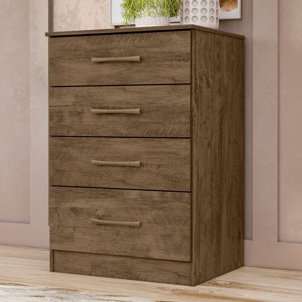 Comoda 4 Gavetas 61 Cm Ms913 Castanho Wood Moval Castanho Wood - 2