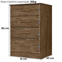 Comoda 4 Gavetas 61 Cm Ms913 Castanho Wood Moval Castanho Wood - 3