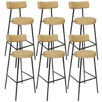 Kit 06 Banquetas Alta Bar Cozinha Sala De Jantar Estrutura Em Aço Milão L02 Couríssimo Fendi - Lyam Decor - 1