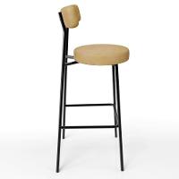 Kit 06 Banquetas Alta Bar Cozinha Sala De Jantar Estrutura Em Aço Milão L02 Couríssimo Fendi - Lyam Decor - 6