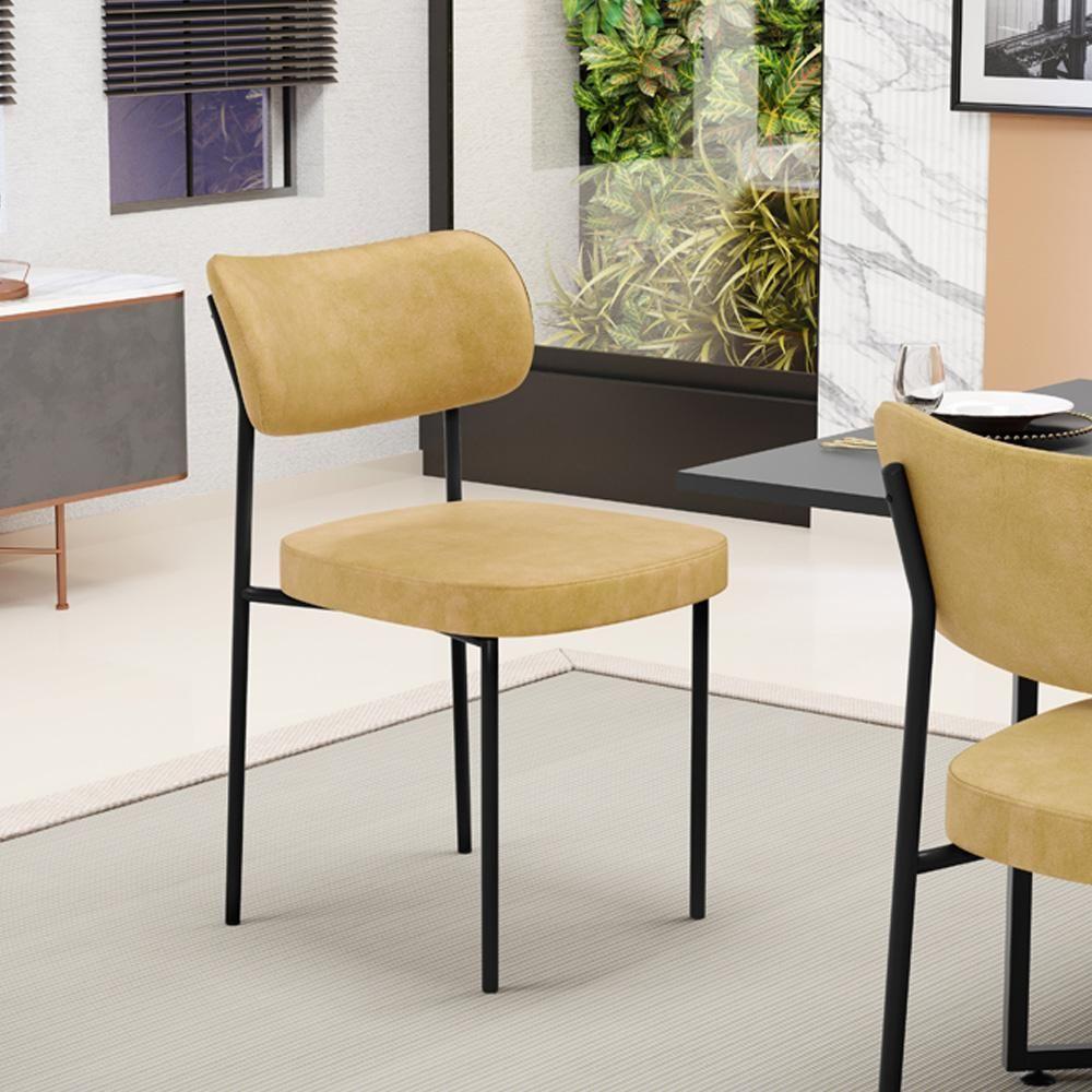 Cadeira Decorativa Estofada Para Sala De Jantar Melina L02 Couríssimo Casco Fendi - Lyam Decor - 2