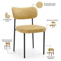 Cadeira Decorativa Estofada Para Sala De Jantar Melina L02 Couríssimo Casco Fendi - Lyam Decor - 3